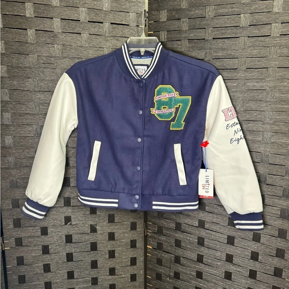 Limited Too Navy and White Varsity Jacket